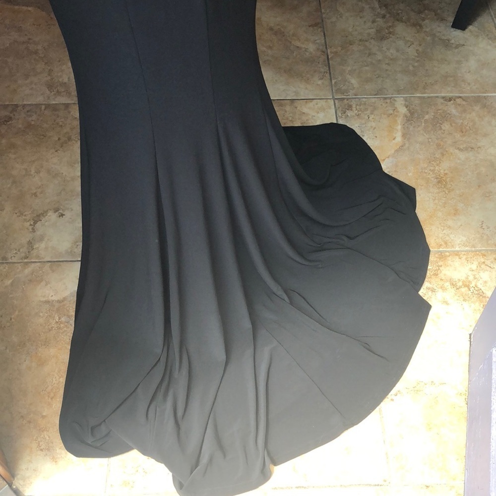 Black high neck open mid drift cut out long ball/ prom dress with side slit - Picture 5 of 5